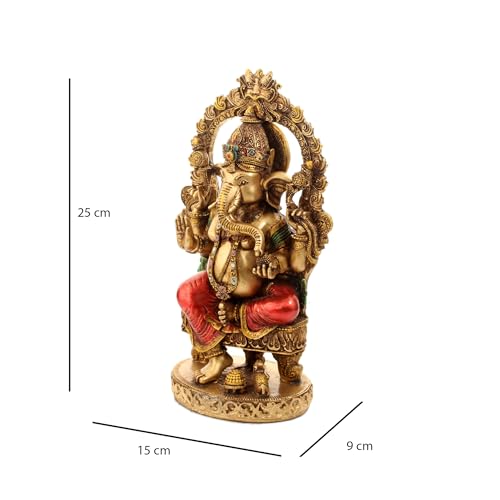 Sandeco Resin 10 Ganesh Mehrav Copper Finish Hindu God Statue Ganpati Ganesh Idol Figurine Decoration And Pooja Gifting Purpose
